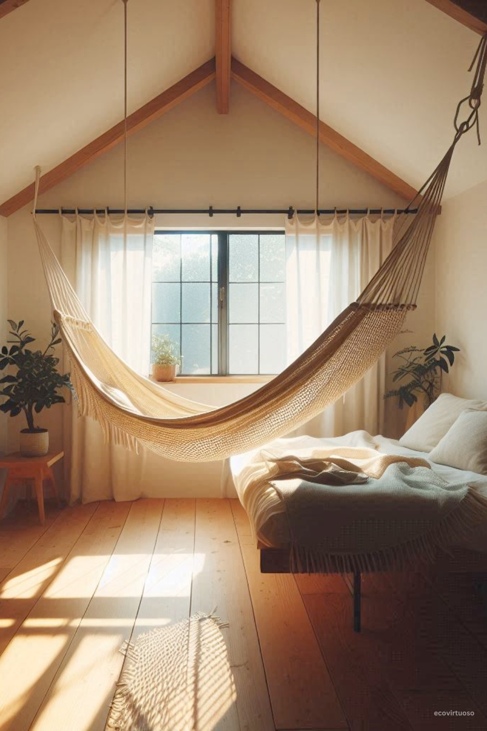 a hammock inside a bedroom